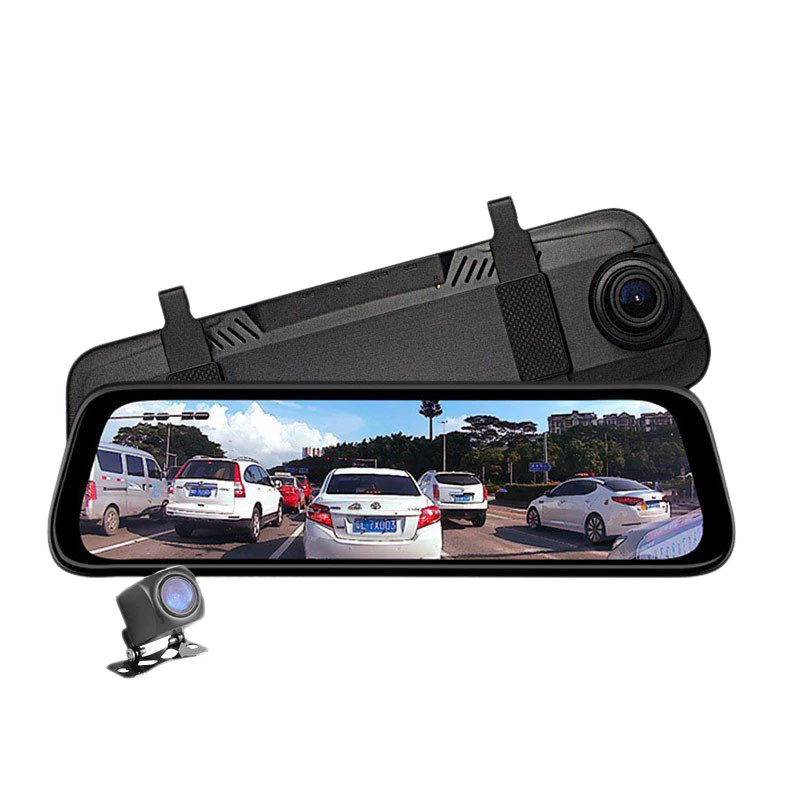 

10 Inch Car Dvr Camera Streaming Media Rearview Mirror Press Screen Car Camera Loop Recording Dual Lens G Sensor