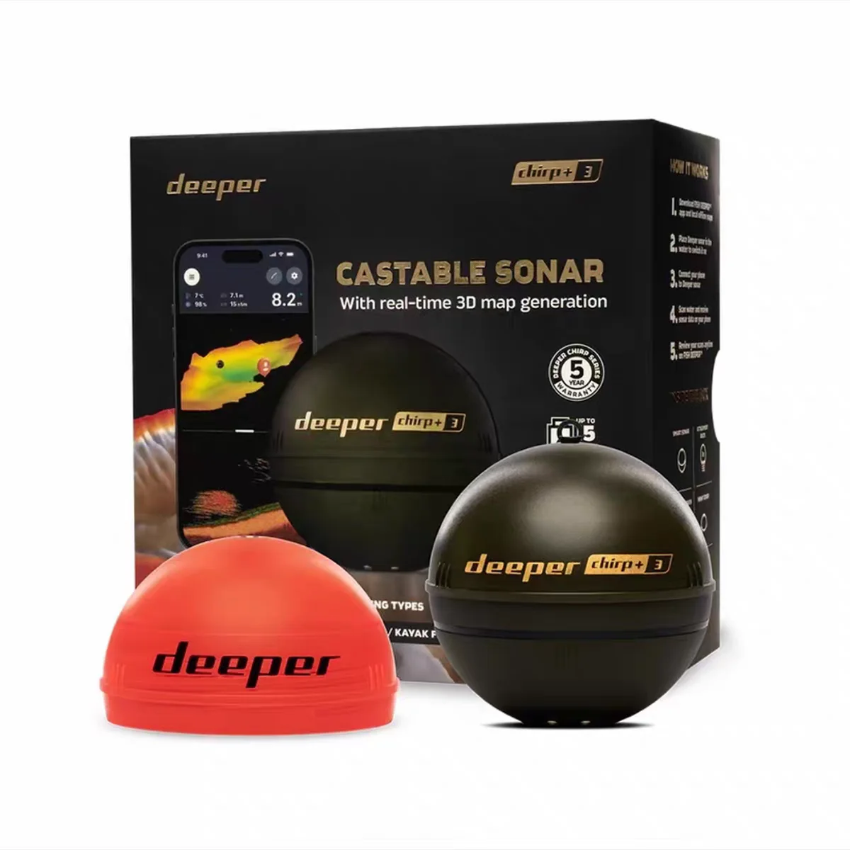 

IP67 Waterproof Sonar Fish Finder GPS Smart Bait Boat 15 Hours Battery 3D Map Triple Beam Portable Fishfinder for Carp Fishing