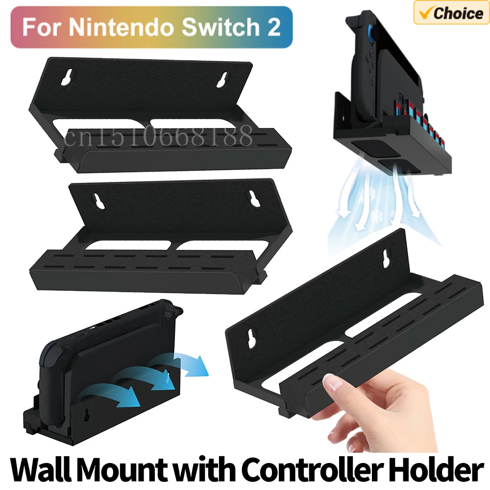 Wandhalterung aus Metall mit Spielkartenfächern und Joy-Con-Aufhänger, Konsolenhalter, Ständer, Aufbewahrungsorganisator für Switch 2-Zubehör