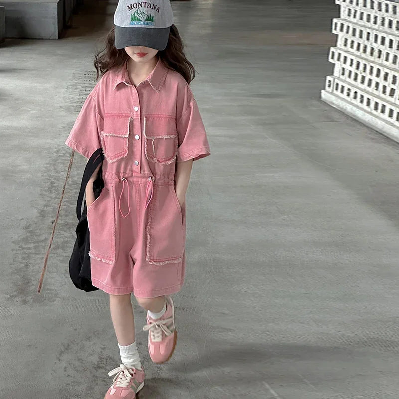 Hip Hop Kids Clothing for baby girls Boys Casual One-piece Suit shorts overalls Loose Jumpsuit Rompers Big Childrens Cargo Pants