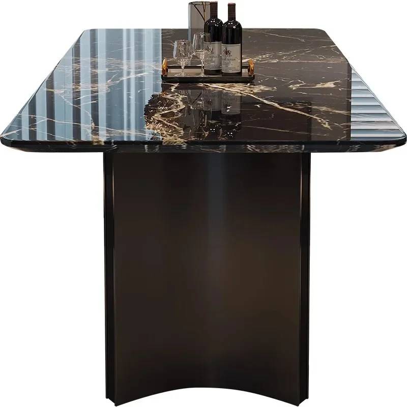 

Light luxury marble dining table modern simple rectangular home table and chair combination small apartment