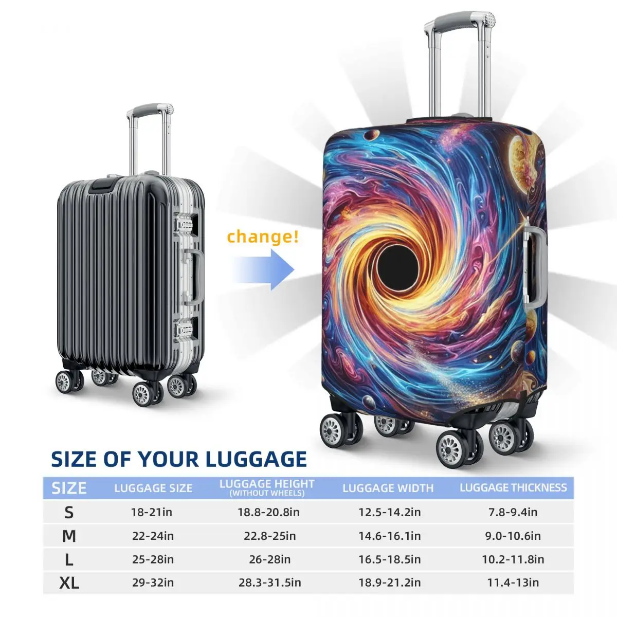 18-32인치용 은은한 소용돌이 모양 여행 가방 커버 보호 탄성 여행용 수하물 보호 커버