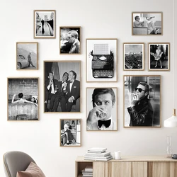 Black White Hardcore Movie Star Photography Canvas Painting Smoking Movie Posters and Prints For Living Room Home Decoraction