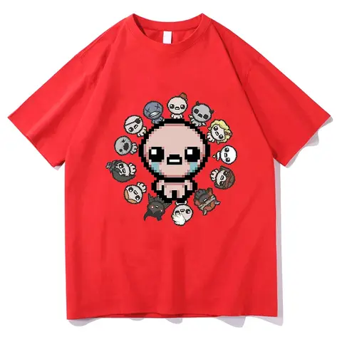 Ren bomull Mode Casual Binding Of Isaac T-shirts Bomullstoppar Roliga Kortärmade O-ringade T-shirts Vintage Estetiska T-shirts 8 best sales Isaac-t-shirt med bindning - №3