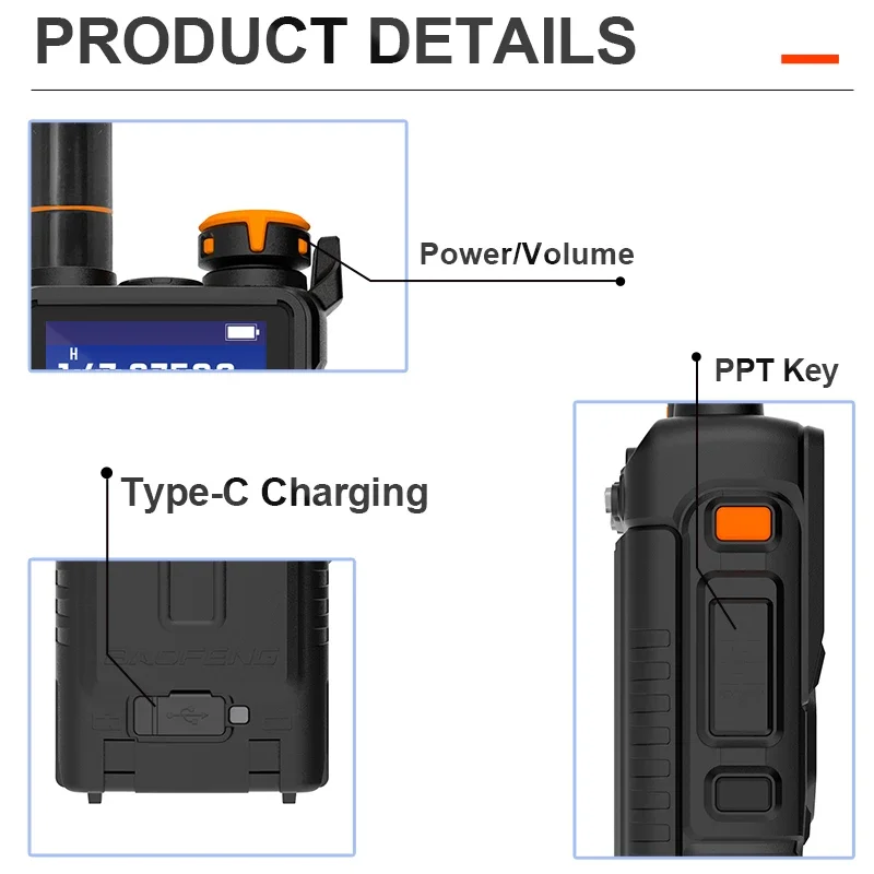 Imagem -05 - Plus Portátil Walkie Talkie am fm Way Radiofrequência Cópia 999ch Banda Completa Noaa Rádios Profissionais Bf-k5plus Novo Baofeng-uv-k5