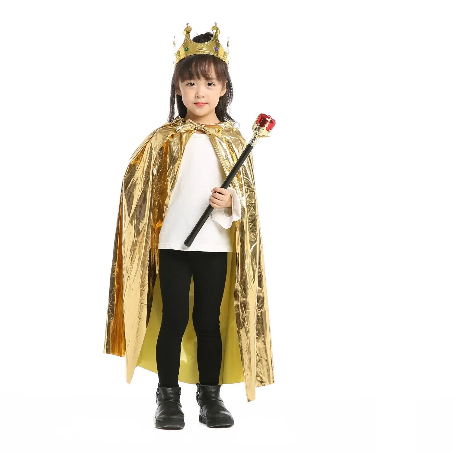 Weihnachten Jungen Mädchen Prinzessin Mantel Prince Crown 42-zoll-zepter König Königin Geburtstag Party Halloween Kostüm für Kinder Cosplay Karneval