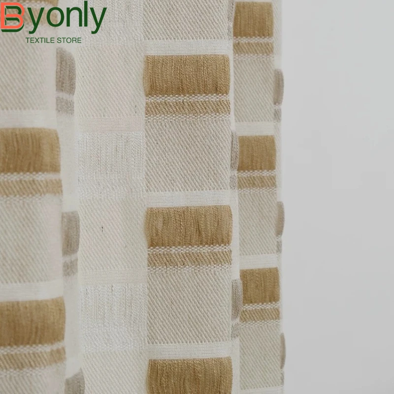 Hollow Cotton and Linen Woven Jacquard Curtains for Living Room and Bedroom Partition Curtains Customized Finished Door Curtains