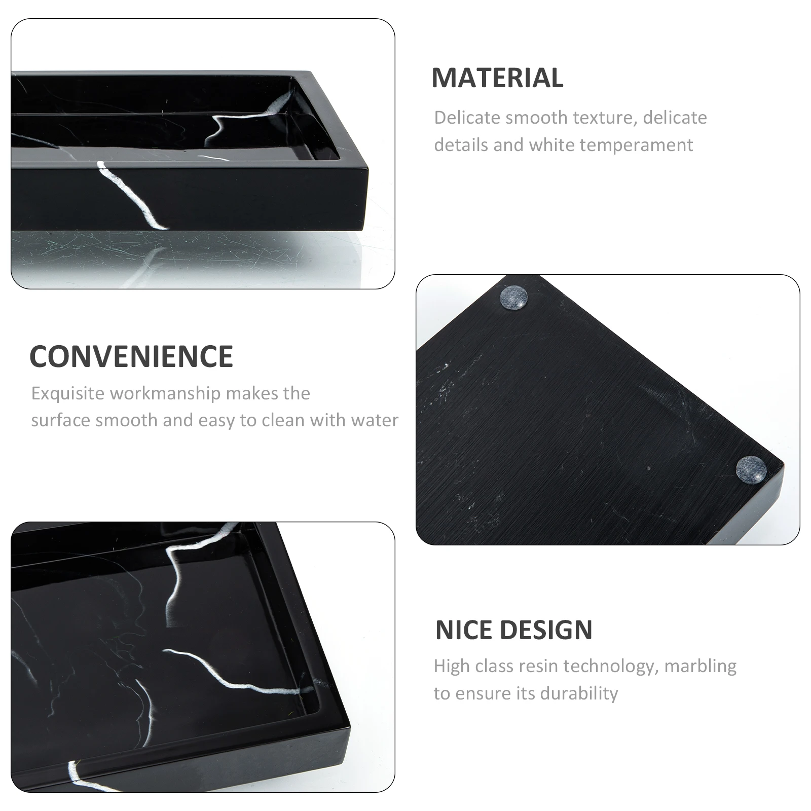 

Marble Pattern Storage Bathroom Holder Home Organizing Tabletop Toiletries Container Multi-Function Marble Grain Tray