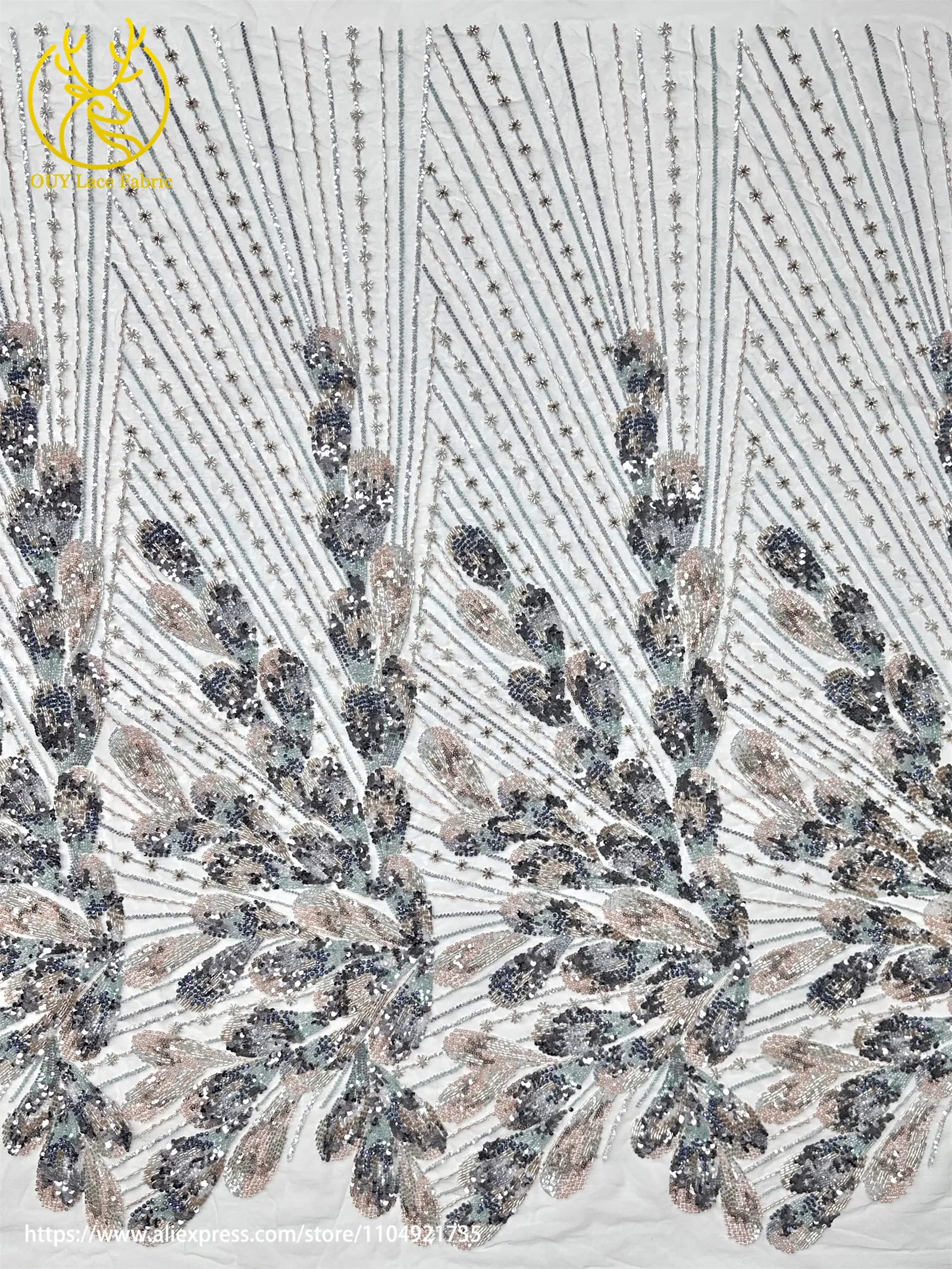 2025 tela de encaje con cuentas bordadas francesas delicadas de lujo tela de encaje de lentejuelas nigerianas africanas Material de costura para fiesta y boda