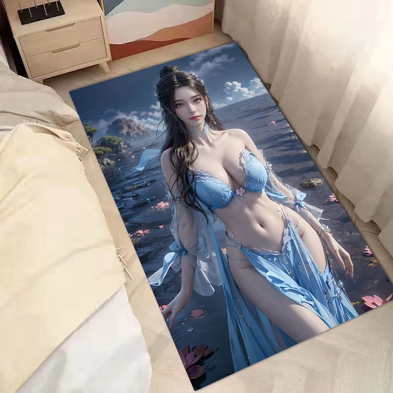 Sexy Anime Fire Spirit Series Bedroom Floor Beach Mat Flannel Sponge Absorbent Fabric Printed Door Mat Floor Mat Room Decoration