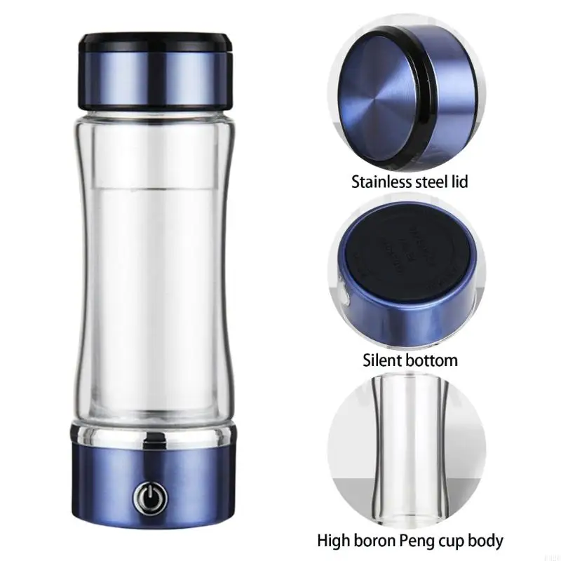 F92F USB تقنية التحليل الكهربائي القابل لإعادة الشحن زجاجة المياه 350 مل كوب شرب الكأس هيدروجينات أيونات المولد مؤين