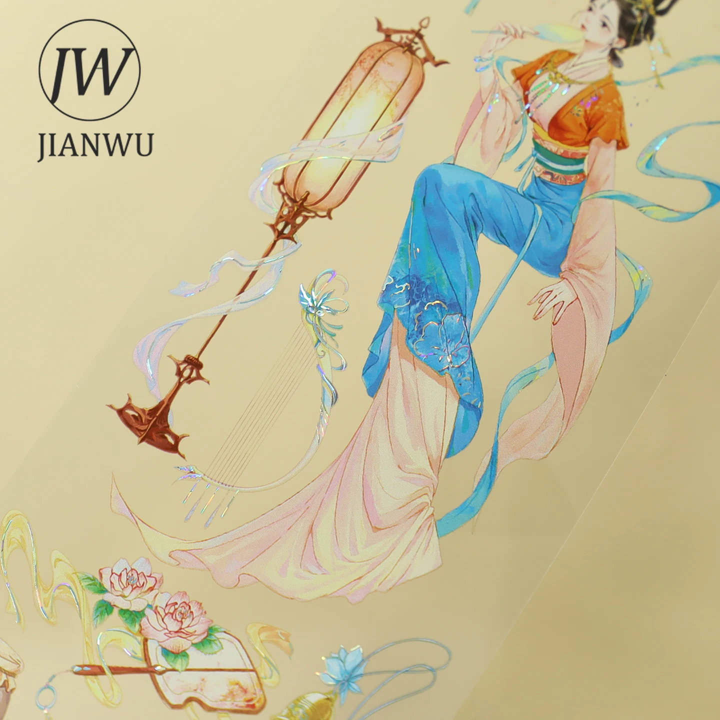 JIANWU 60mm*200cm Vintage Character Window Landscape Material Collage Scrapbooking PET Tape Creative DIY Journal Stationery