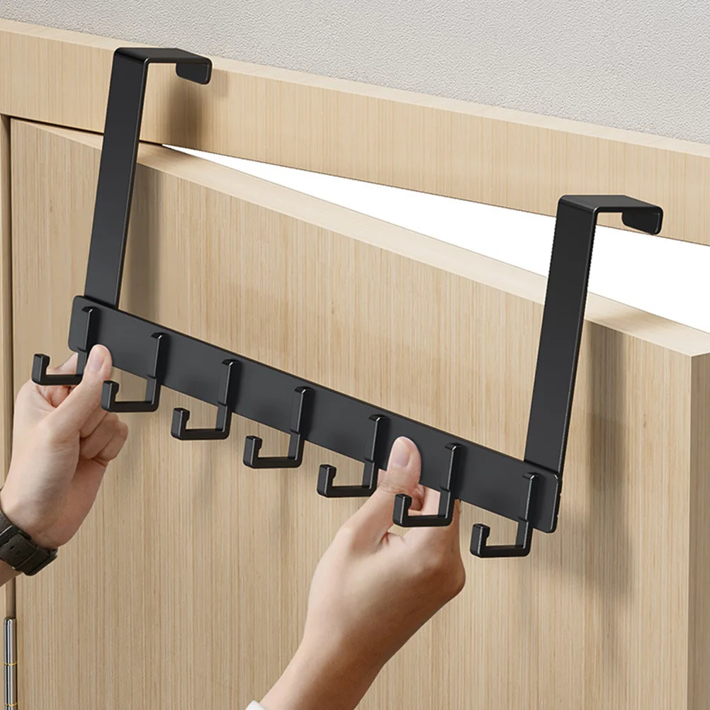 

7-Hook Over The Door Hook Space Aluminum Carbon Steel Over Door Hooks for Clothing Coat Rack No Drill Required