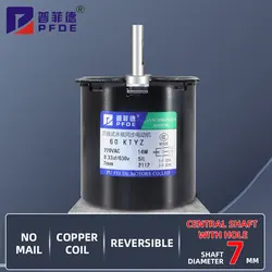 60KTYZ Permanent Magnetic Synchronism Motor Accessories Center Shaft 7mm With Hole 14W AC Electric Motor 220V