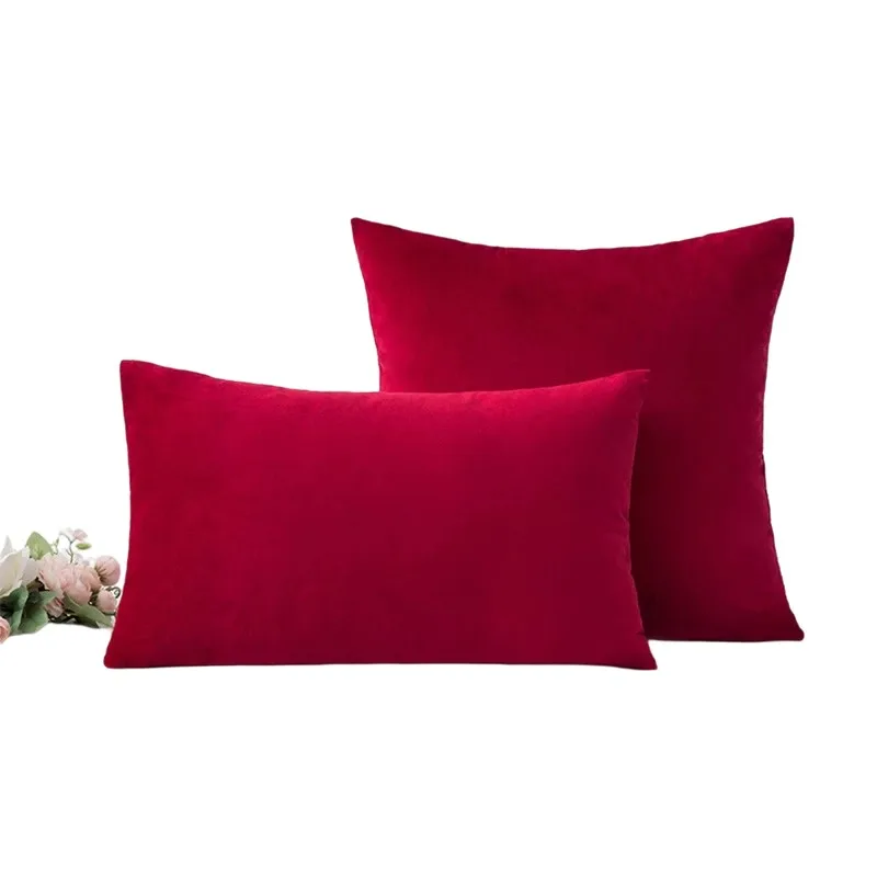 Inyahome Comfortable Velvet Throw Pillow Cases Decorative Solid Cushion Covers for Sofa Couch and Bed Farmhouse Cushion Decor