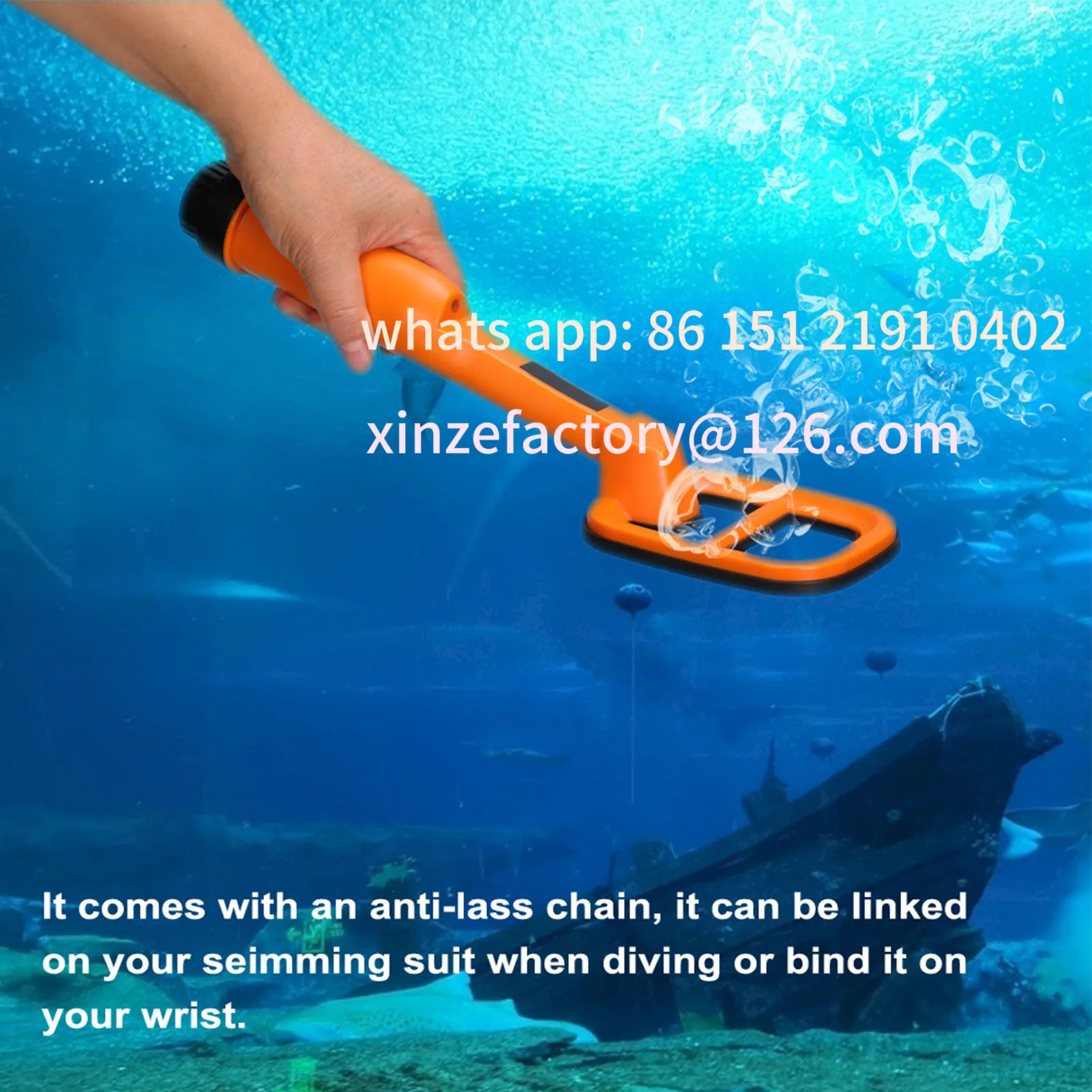 Customizable Underwater Metal Locator Sound Vibration Reminder Handheld Portable Detector High Sensitivity for