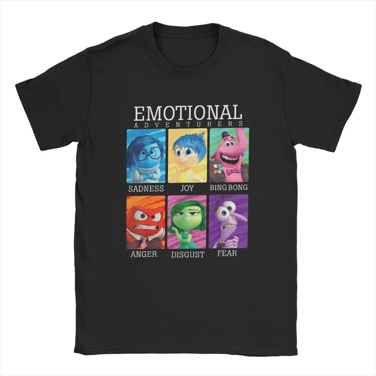 Insides Men T-Shirt Out Emotions Yearbook Group Funny Cotton Tees Short Sleeve Cartoon Movie T Shirt Round Collar Tops Adult