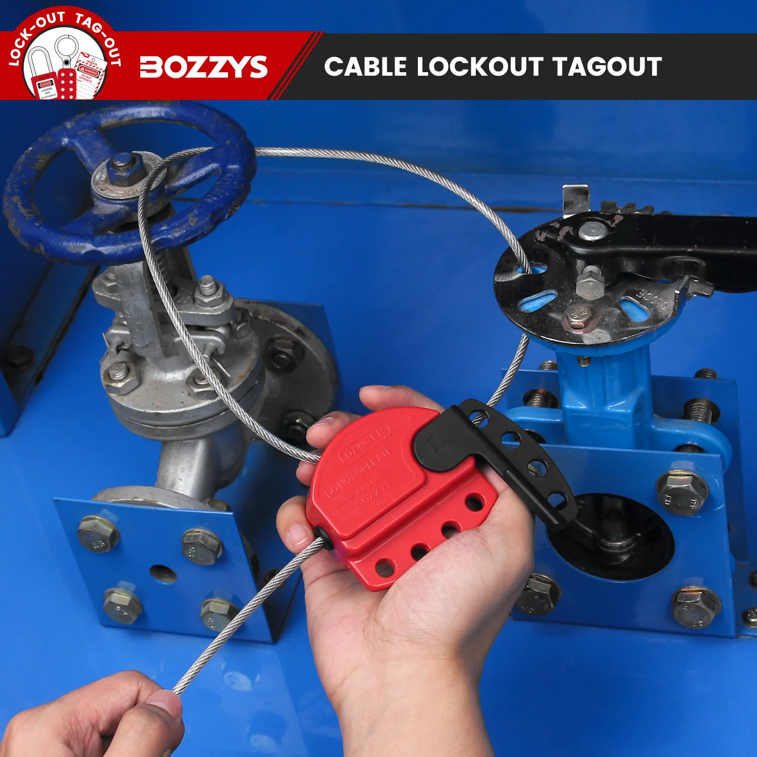 BOZZYS Adjustable Safety Cable Lockout Tagout Locks With Zenex Composite Lock Body To Prevent Accidental Operation