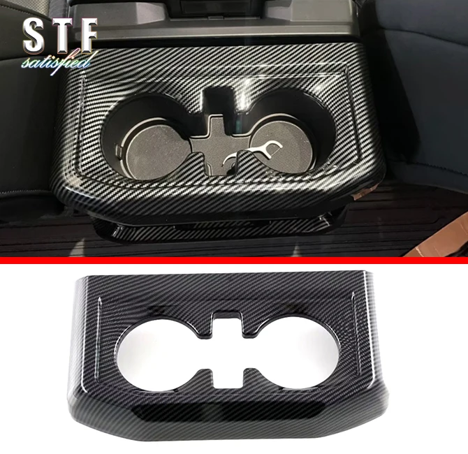 Carbon Fiber Style Interior Cup Holder Cover Trim For Ford F-150 F150 2021 2022 Car Accessories Stickers