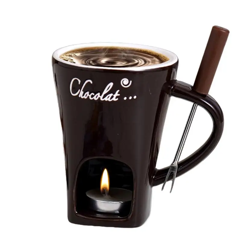 Chocolate Fondue Mug Melting Cup Ceramic Melting Cup Hot Pot Fondue Mug Butter Warmer Heating Tea Light Melting Pot For Candy &