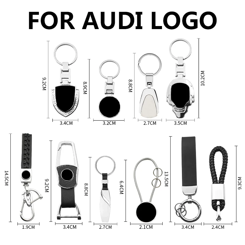 Metal/Leather 3D Car Logo Keychain Keyring Pendant Accessories For Audi A3 A4 B8 8P 8V A6 C7 A5 Q5 B7 B6 B9 SLINE QUTTRO RS Q3