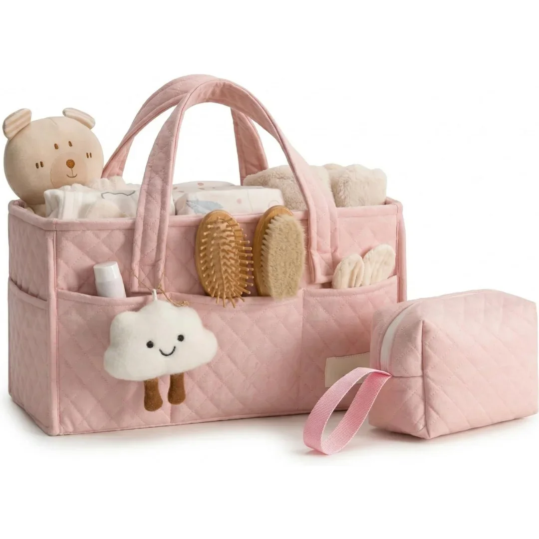 Organizador de pañales para bebé, cesta para regalo de baby shower, cesta portátil para cambiador, organizador de bolsa y neceser para el posparto.