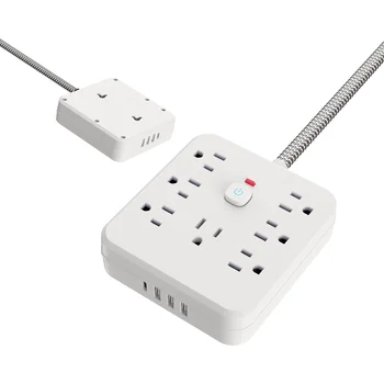 Prodlužovací kabel 11 v 1 se 7 AC zásuvkami, 3 USB porty a 1 konektorem typu C | Přepěťová ochrana a prodlužovací kabel s více zástrčkami, USB zásuvka 6 nejlepší prodej hlavní podřízená zásuvka - №6