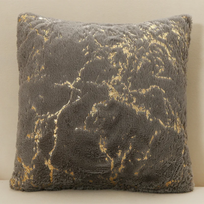 Plush Pillowcases with Gold-plated Marble Patterns, Comfortable Square Pillowcases Suitable for Home Use