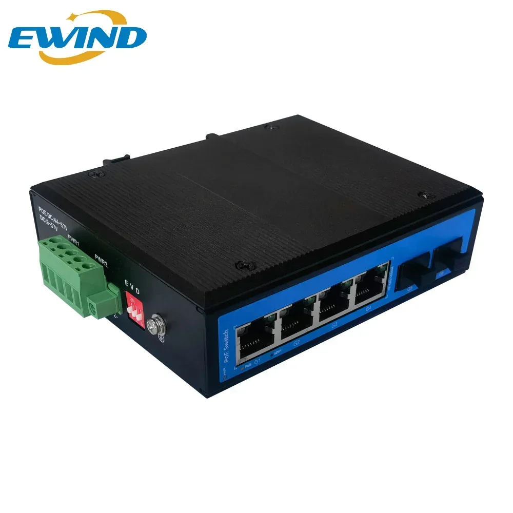 Nowy przemysłowy switch PoE 2026, 6 portów, 10/100/1000M Gigabit Uplink, switch sieciowy Ethernet do kamer, przemysłowy zewnętrzny