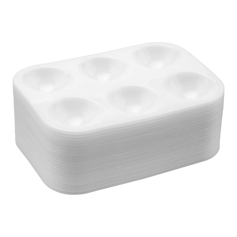 24 Stück Plastik farb paletten 6 gut rechteckige Aquarell palette Mal tablett, weiß