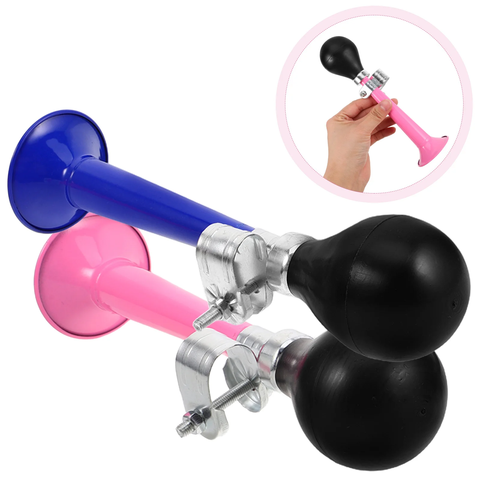 

2Pcs Bicycle Air Horn Metal Plated Loud Clear Sound Mountain Bike Horn Handlebar Vintage Style Riding Safety Accessory