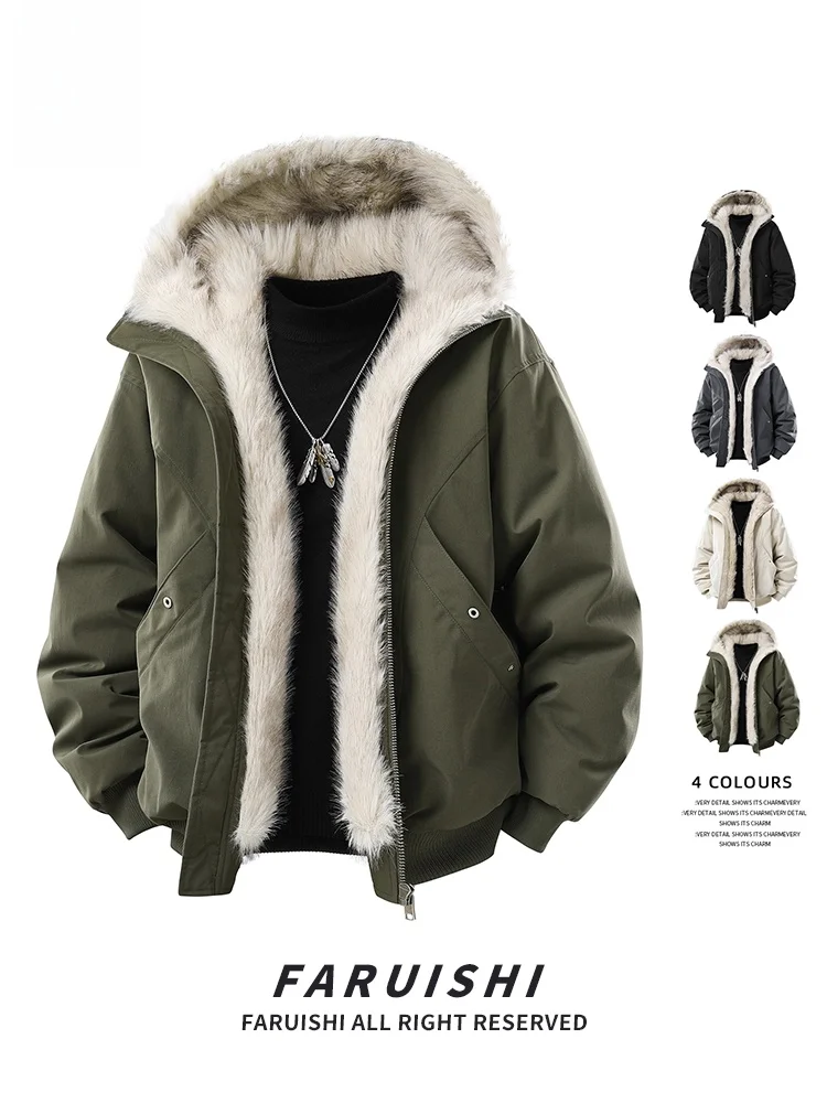 

Теплая повседневная свободная мужская хлопковая куртка с капюшоном, утепленная полиэстером, зимняя верхняя одежда для молодежи, стильная и удобная.