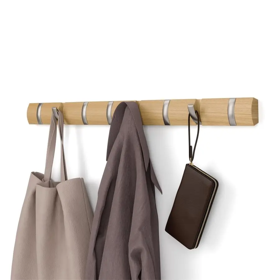 

Flip WallMounted Coat Rack with 8 Hooks Modern, SpaceSaving Storage for Hats, Jackets, Bags, Entryway, Mudroom, Closet, Bathroom