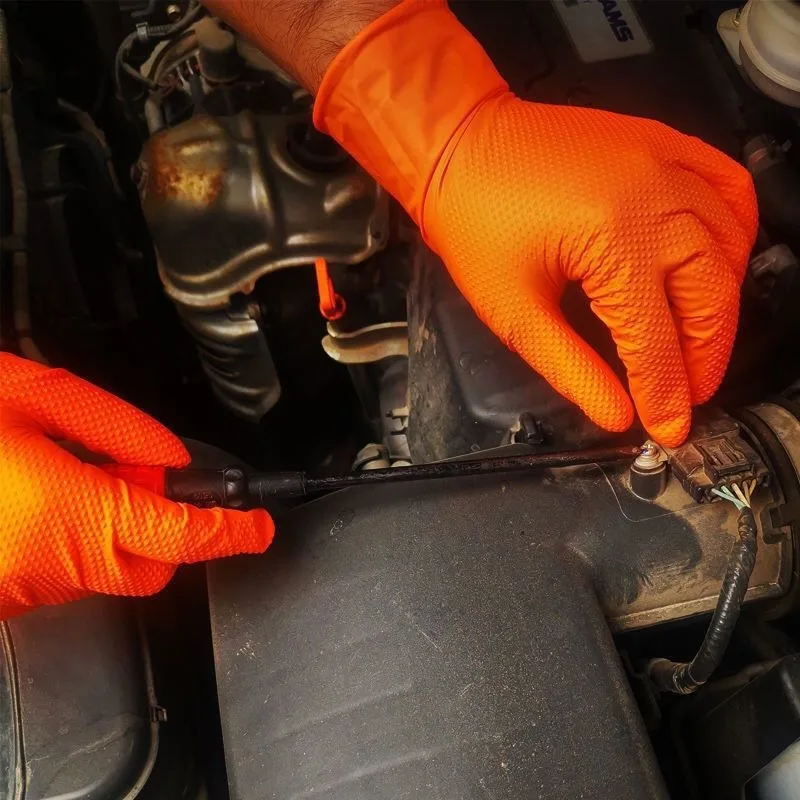 Orange Thickened Waterproof Nitrile Gloves Household Kitchen Industrial Protective Gloves Suitable for Repair and Cleaning Tools