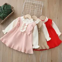 Autumn Winter Girls Jersey Dress Girls 1-5 Years Kids Princess Party Sweater Knitted Dresses Birthday Costume Baby Girl Clothes