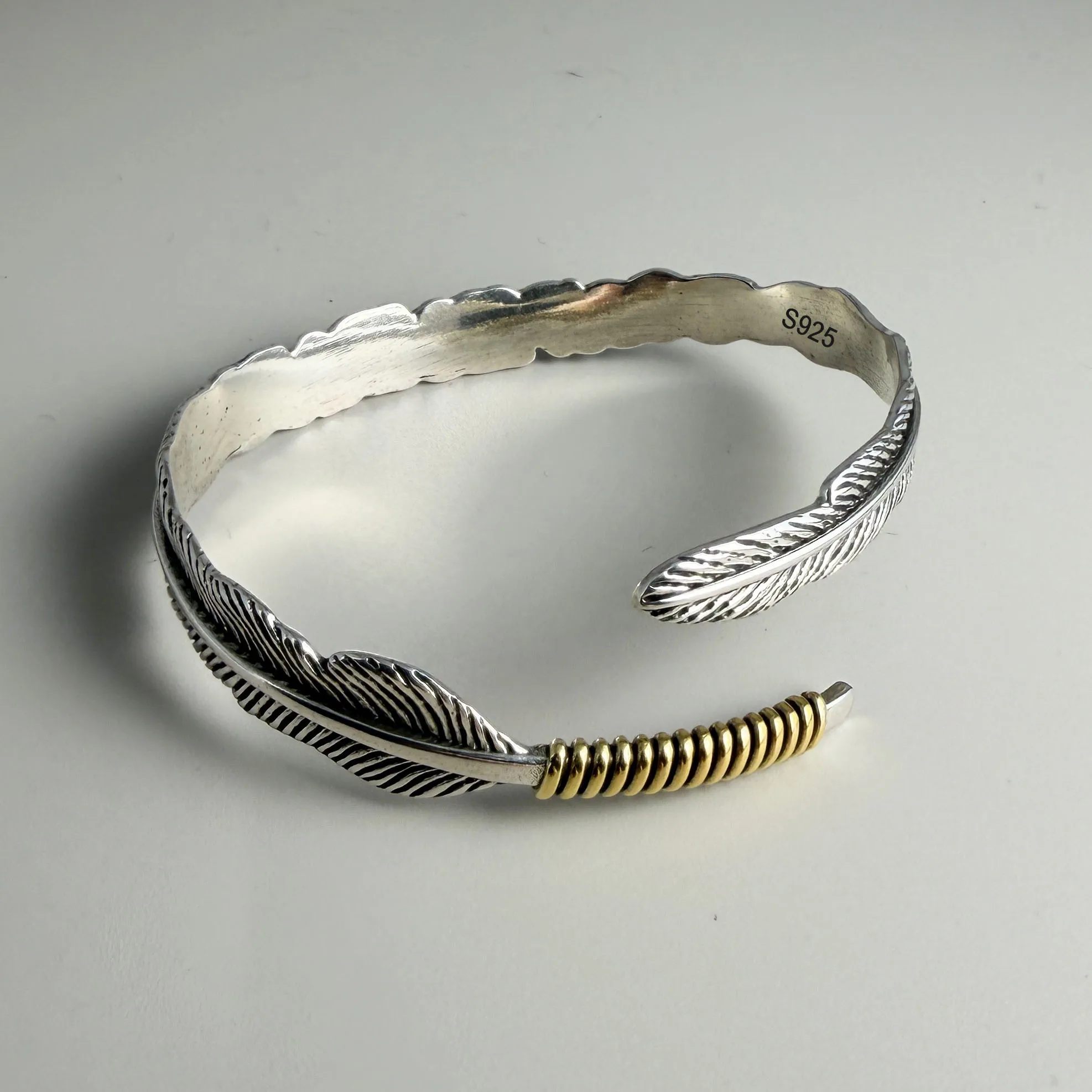 925 Sterling Silver Bracelets for Women Men String Accessories Retro Feather Shape Pendant Party Jewelry Gift
