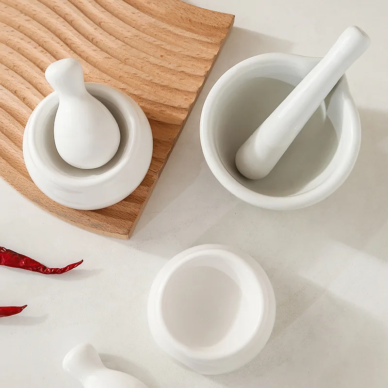 1Pcs 60mm Household Ceramic Mortar Pestle Set Grinding Bowls for Kitchen Spices Teas Garlic Pepper Grinder Herb Mills Mini Size