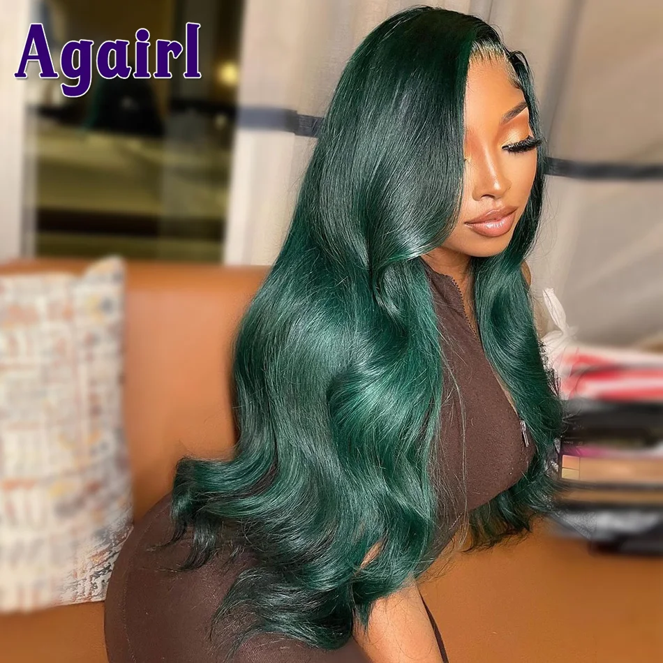 

Olive Green Body Wave Human Hair Wigs Dark Green 13x4/13x6 Lace Front Wig 180% Avocado Green 5x5 Lace Closure Wigs for Women