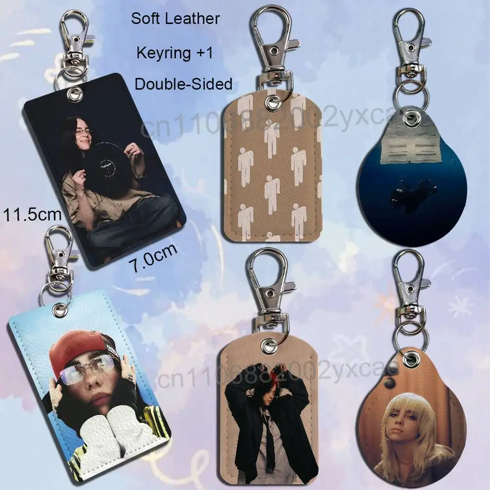 Brat Happier Than Ever Billie Eilish Cartoon Singer Anime Card Keychain Fashion Pendant Bag ID Door Card Holder Bus Card