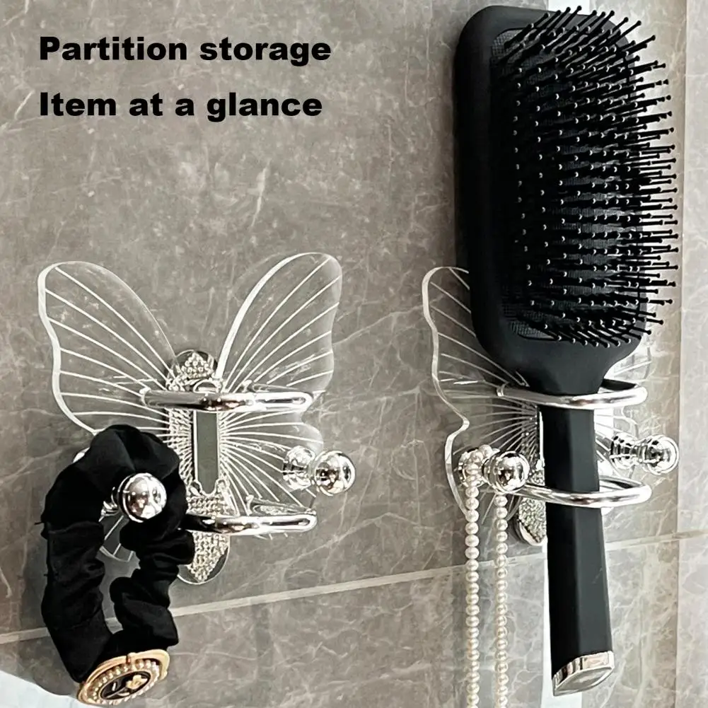 

Comb Storage Shelf Wall-mounted Acrylic Self-Adhesive Bathroom Storage Rack Butterfly Shape Storage Holder Comb Holder