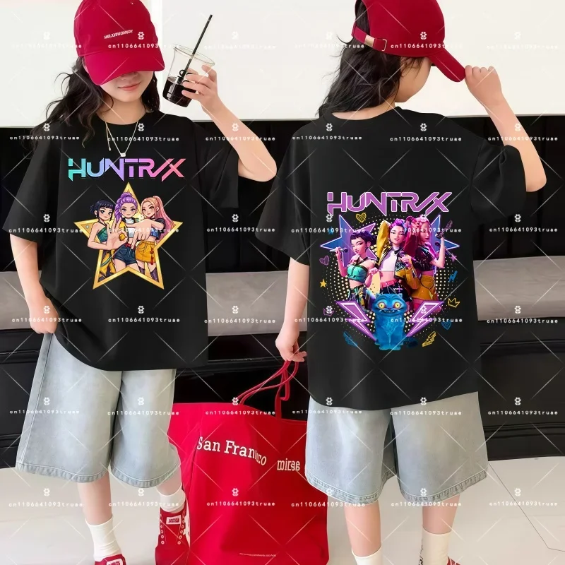 Kpop Demon Hunters Children's T Shirt Women Short Sleeve Saja Boys Kdis Tee Kpop Demon Hunters T Shirt for Boys Girls Clothes