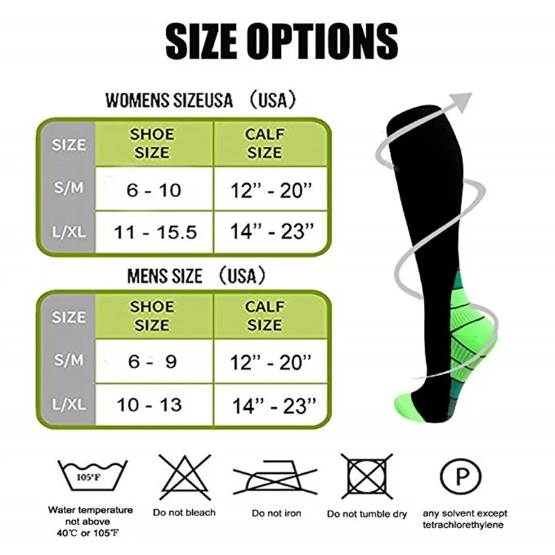 Men's Compression Socks Running Football Natural Hiking Golf Sports Socks Women's Medical Varicose Diabetes Pregnancy Calf Socks