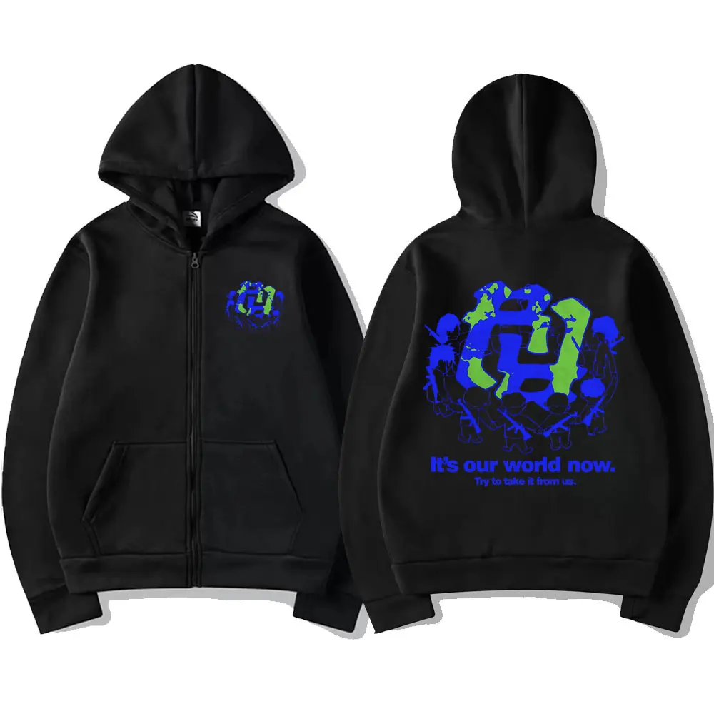 RR KanKan WoRRld Zipper Hoodie Kankan Really Rich It's Our World Now Try To Take It From Us Sweatshirt Unisex Kpop Zip Up Jacket