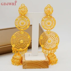 Nigerian Big Drop Earrings For Women Dubai Gold Color Long Tassels Earring Wedding African Jewelry Hawaiian Ethiopian Party Gift