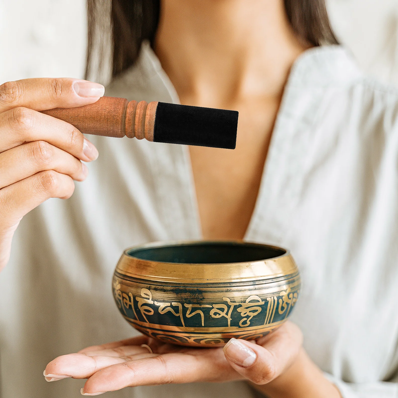 

Buddha Sound Bowl Striker Wooden Felt Mallet Meditation Singing Bowl Accessory Stress Relief Yoga Training Tool