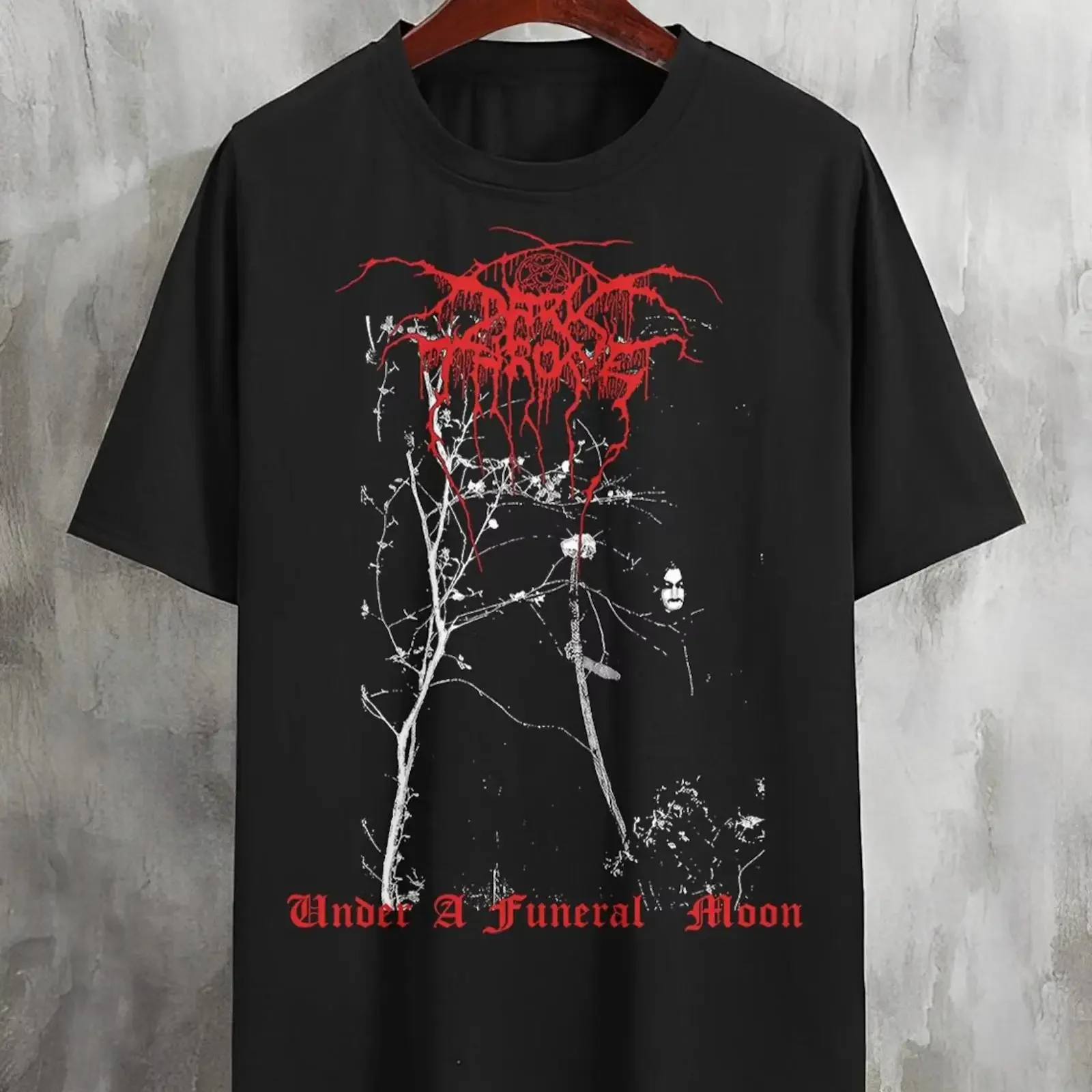 Darkthrone BAND Under A Funeral Moon T Shirt Full Size S 5XL vintage Washed Casual graphic Unisex homme streetwear
