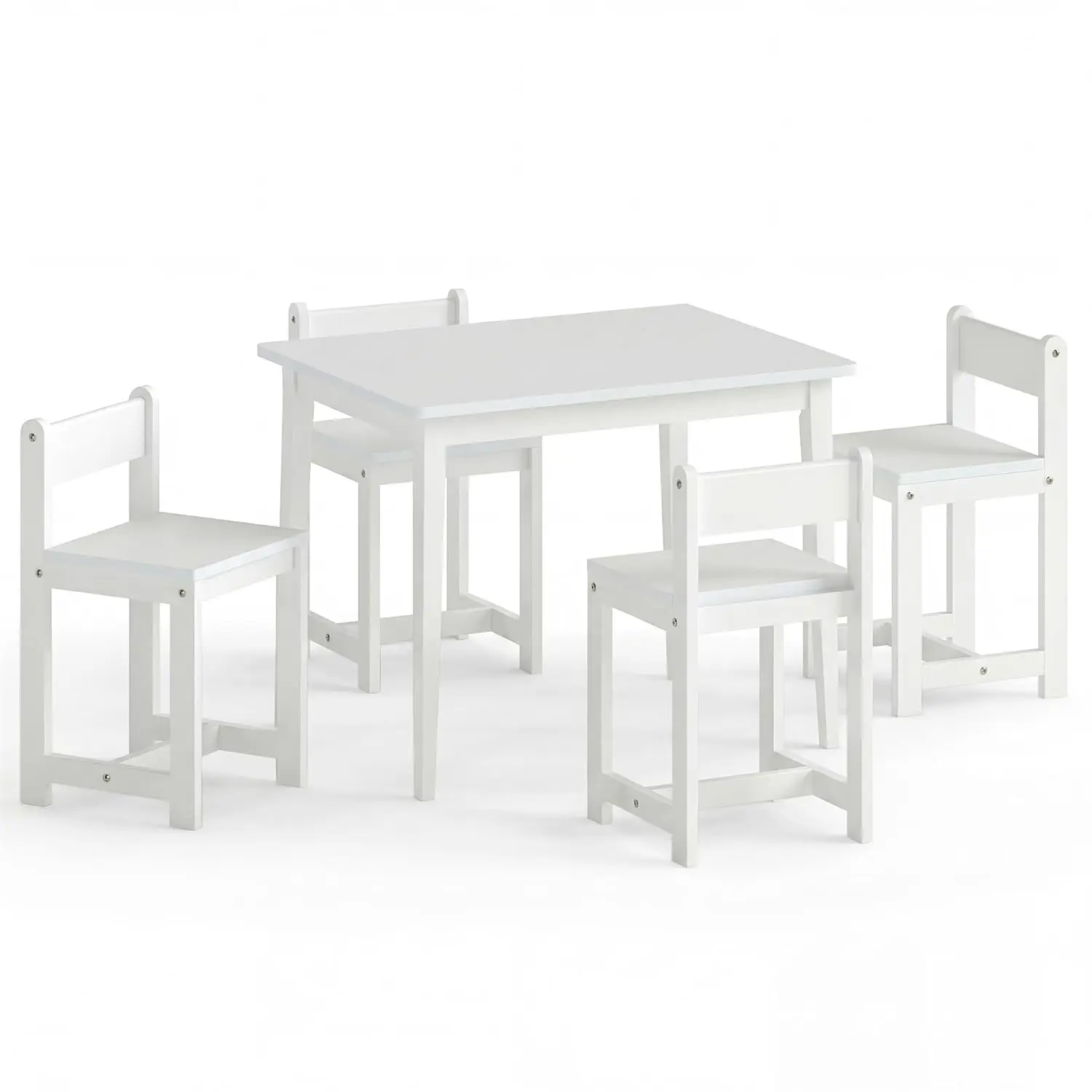Wooden Kids Table & 4 Chairs Set for Crafts Homework Drawing Snack, 5-Piece Playroom Furniture for Children Ages 4+, Customized
