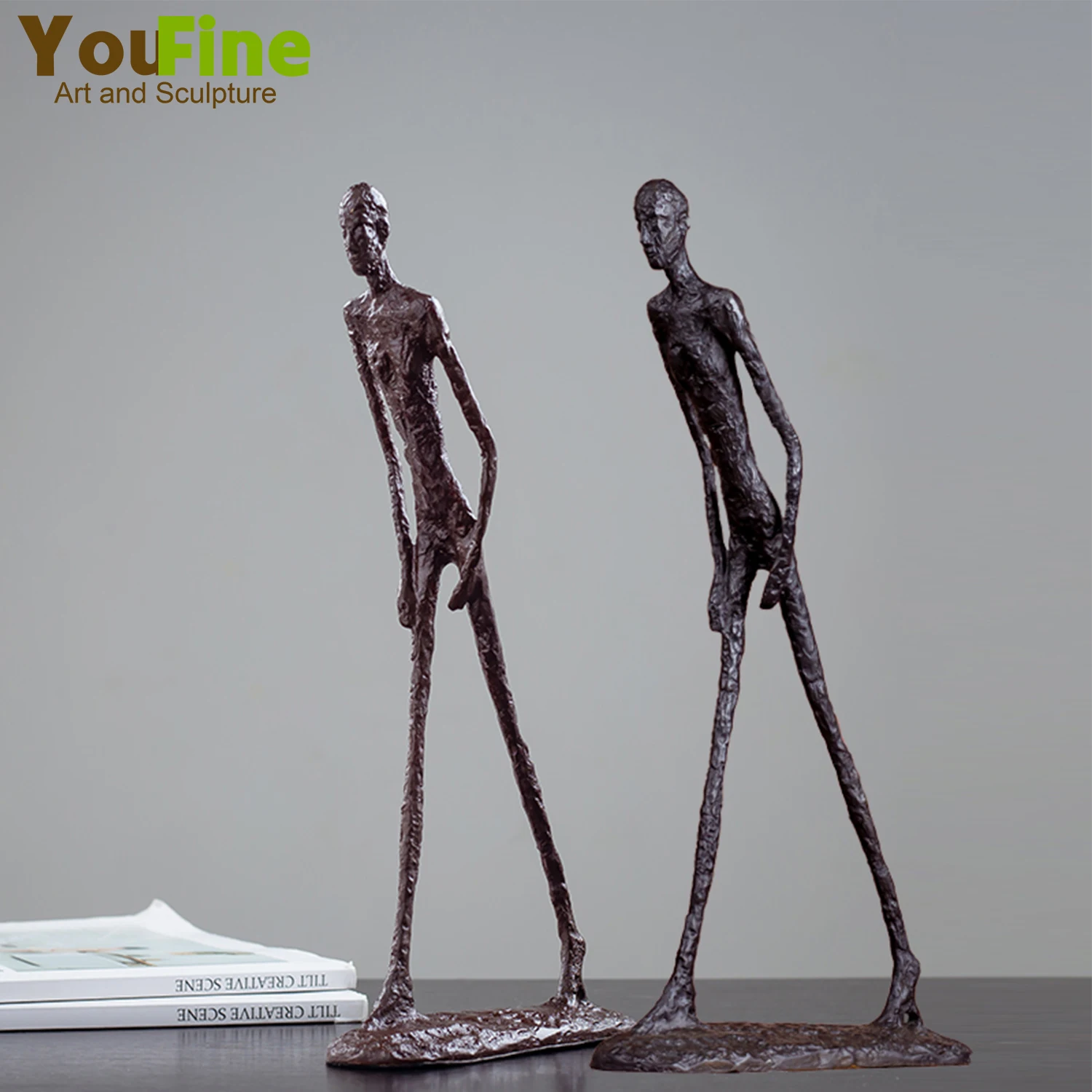 30cm Giacometti Sculpture Bronze Walking Man Statue Abstract Skeleton Hot Casting Art Figurine Famous Replica Crafts Home Decor