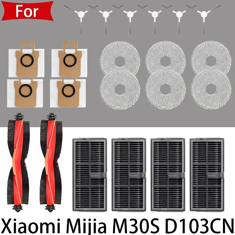 Voor Xiaomi Mijia M30S D103CN Zelfreinigende Vacuüm CleanAccessories Belangrijkste Zijborstel lip Hepa Filter Mop Doek Stofzak Onderdelen