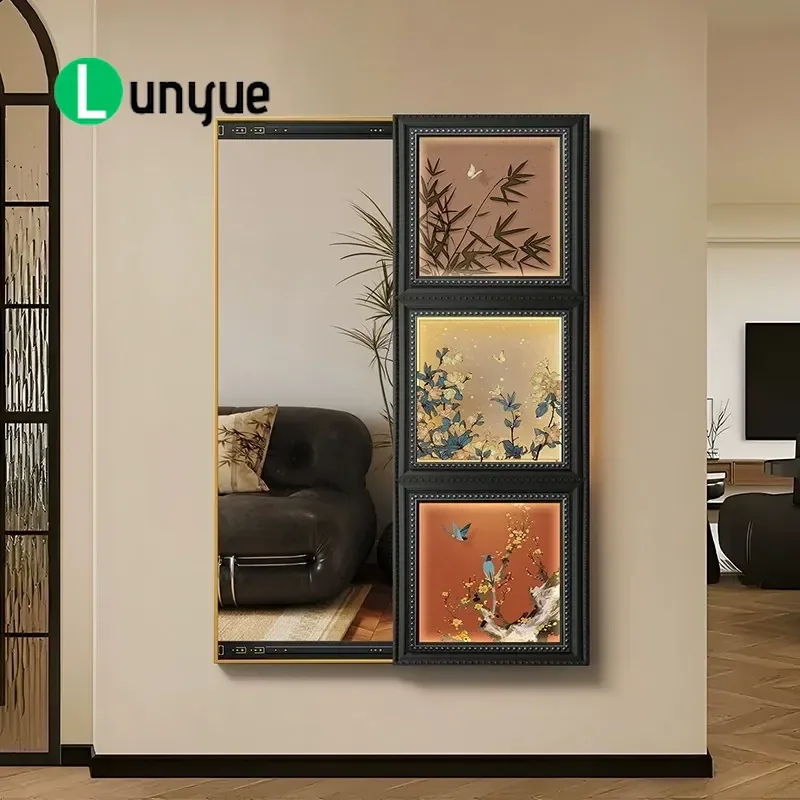 Medieval Style Hidden Full Body Mirror Mural Invisible Push Pull Wall Art Decorative Painting for Bedroom Entryway Entrance